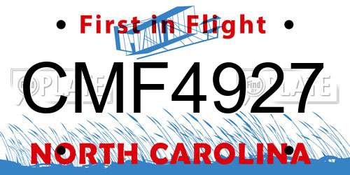 CMF4927 North Carolina License Plate
