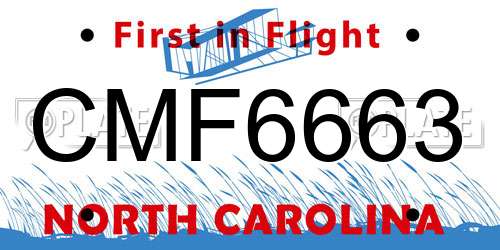CMF6663 North Carolina License Plate