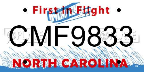 CMF9833 North Carolina License Plate