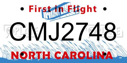 CMJ2748 North Carolina License Plate