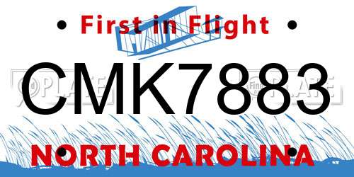 CMK7883 North Carolina License Plate