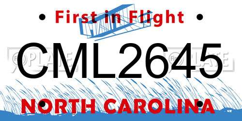 CML2645 North Carolina License Plate