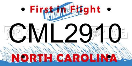 CML2910 North Carolina License Plate