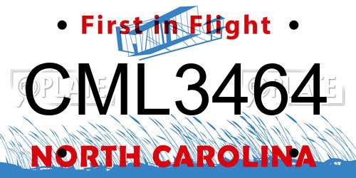 CML3464 North Carolina License Plate