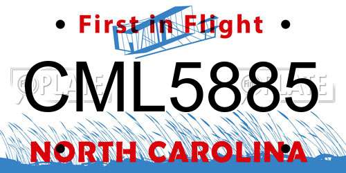 CML5885 North Carolina License Plate