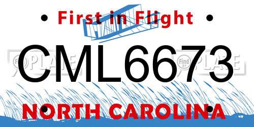 CML6673 North Carolina License Plate