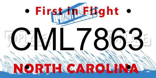 CML7863 North Carolina License Plate