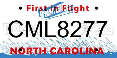 CML8277 North Carolina License Plate