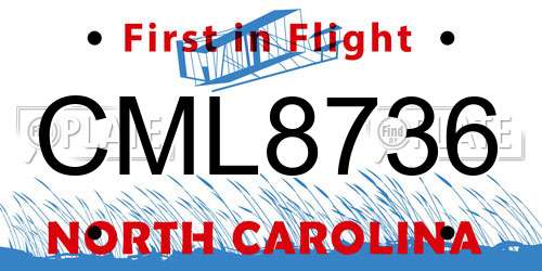 CML8736 North Carolina License Plate