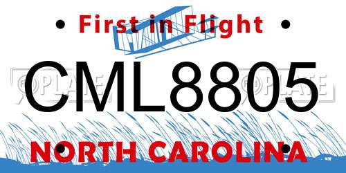CML8805 North Carolina License Plate