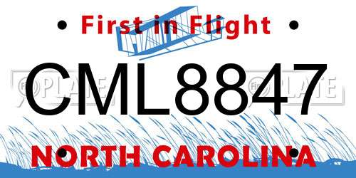 CML8847 North Carolina License Plate