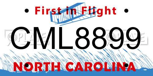 CML8899 North Carolina License Plate