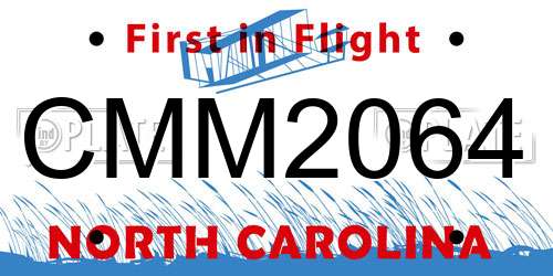 CMM2064 North Carolina License Plate