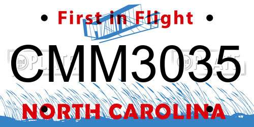 CMM3035 North Carolina License Plate