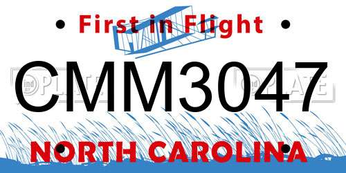 CMM3047 North Carolina License Plate