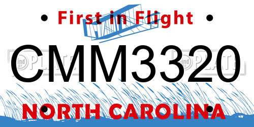 CMM3320 North Carolina License Plate