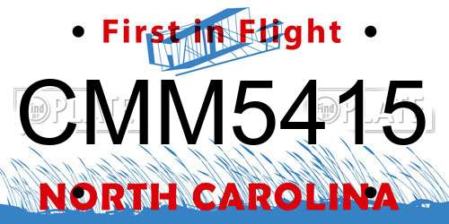 CMM5415 North Carolina License Plate