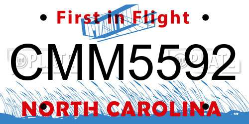CMM5592 North Carolina License Plate