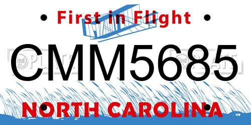 CMM5685 North Carolina License Plate