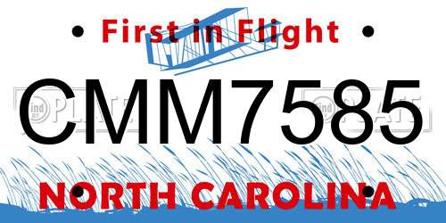 CMM7585 North Carolina License Plate