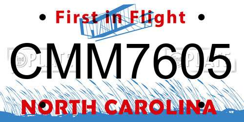 CMM7605 North Carolina License Plate