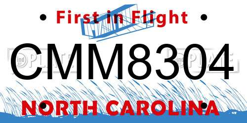 CMM8304 North Carolina License Plate