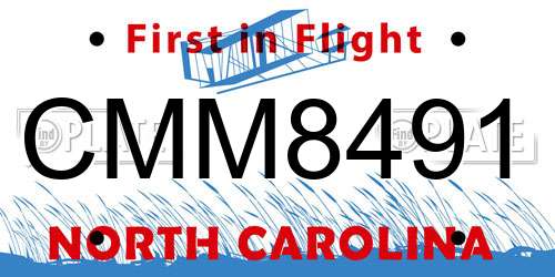 CMM8491 North Carolina License Plate