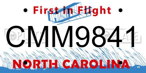CMM9841 North Carolina License Plate