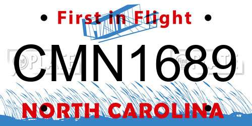 CMN1689 North Carolina License Plate