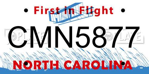 CMN5877 North Carolina License Plate