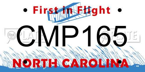 CMP165 North Carolina License Plate