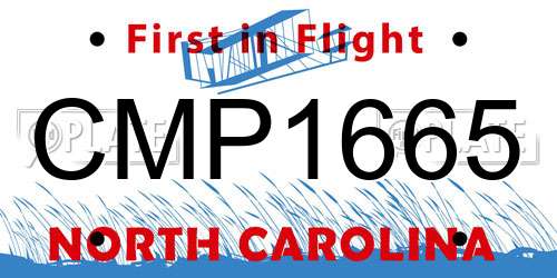 CMP1665 North Carolina License Plate