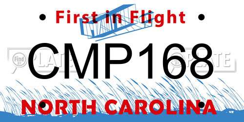 CMP168 North Carolina License Plate