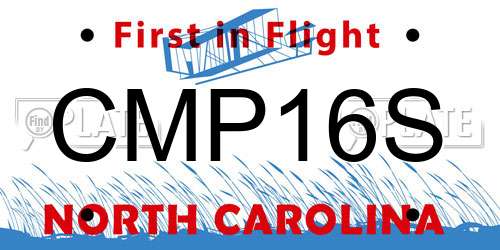 CMP16S North Carolina License Plate