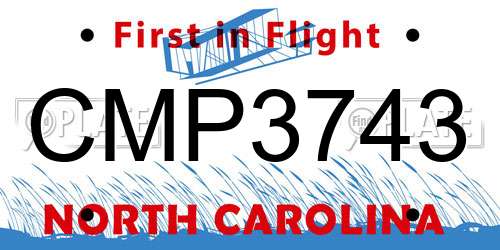 CMP3743 North Carolina License Plate