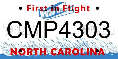 CMP4303 North Carolina License Plate