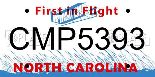 CMP5393 North Carolina License Plate