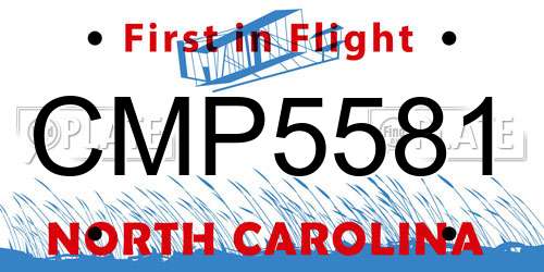 CMP5581 North Carolina License Plate