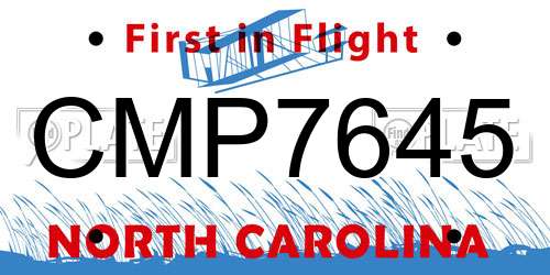 CMP7645 North Carolina License Plate