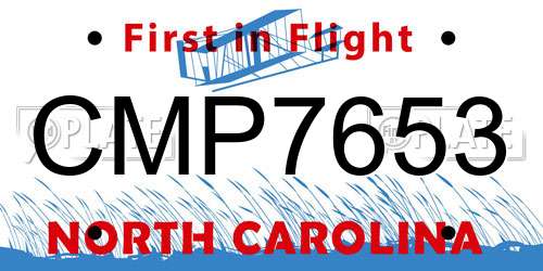 CMP7653 North Carolina License Plate