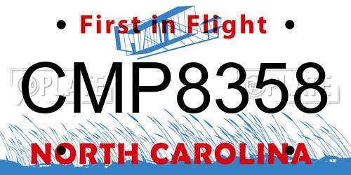 CMP8358 North Carolina License Plate