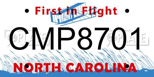 CMP8701 North Carolina License Plate