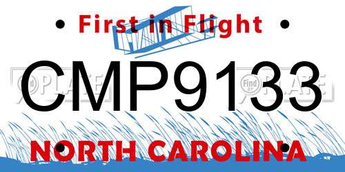 CMP9133 North Carolina License Plate