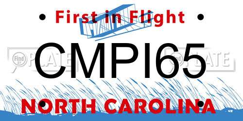 CMPI65 North Carolina License Plate