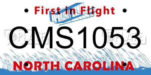 CMS1053 North Carolina License Plate