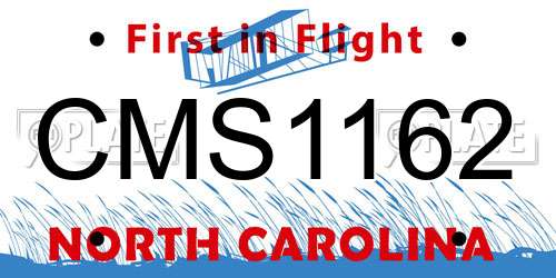 CMS1162 North Carolina License Plate