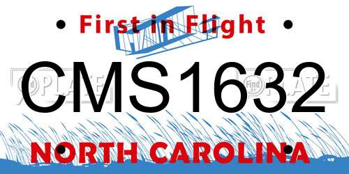 CMS1632 North Carolina License Plate