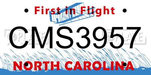 CMS3957 North Carolina License Plate