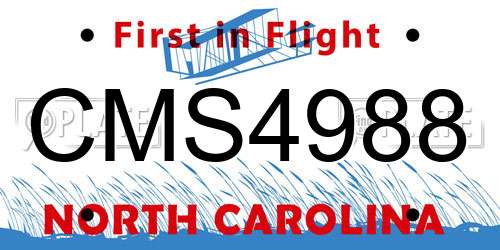 CMS4988 North Carolina License Plate