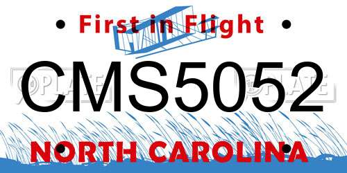 CMS5052 North Carolina License Plate